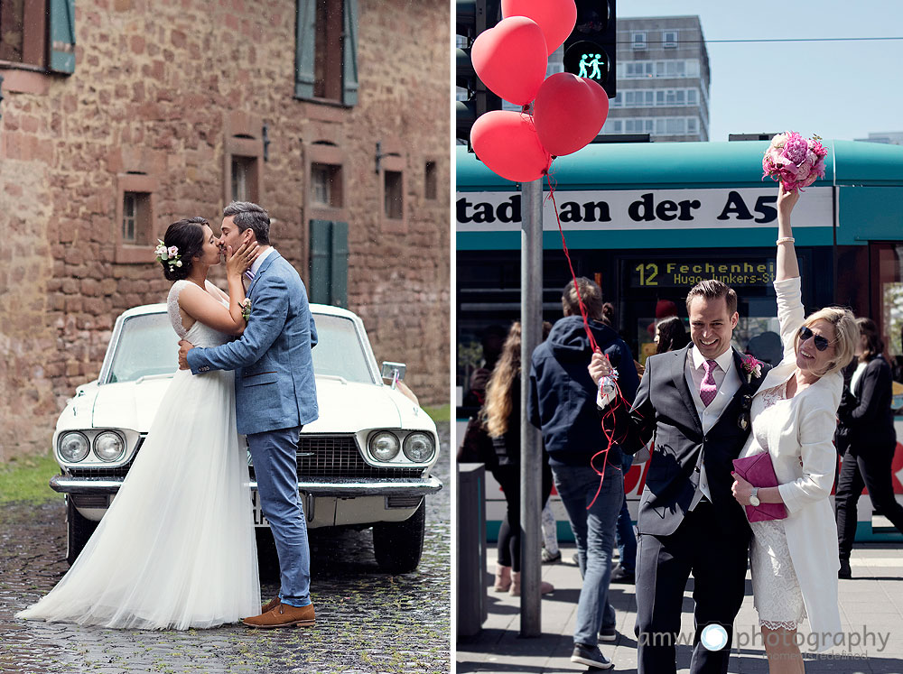 brautpaar mit strassenbahn frankfurt zeil konstabler wache ampel hochzeitsauto heiraten in frankfurt hochzeitsfotografin bilder hochzeit fotografieren nidderau hanau taunus hessen hühnerhof gründau