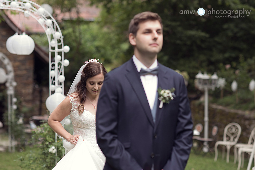 hochzeit darf man sich vor der trauung sehen erster blick first look hochzeitsfotografin frankfurt hessen