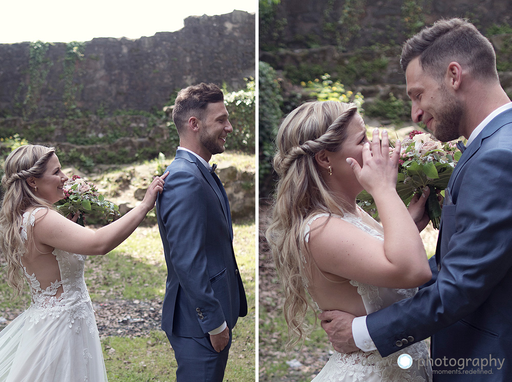 hochzeit darf man sich vor der trauung sehen erster blick first look hochzeitsfotografin frankfurt hessen