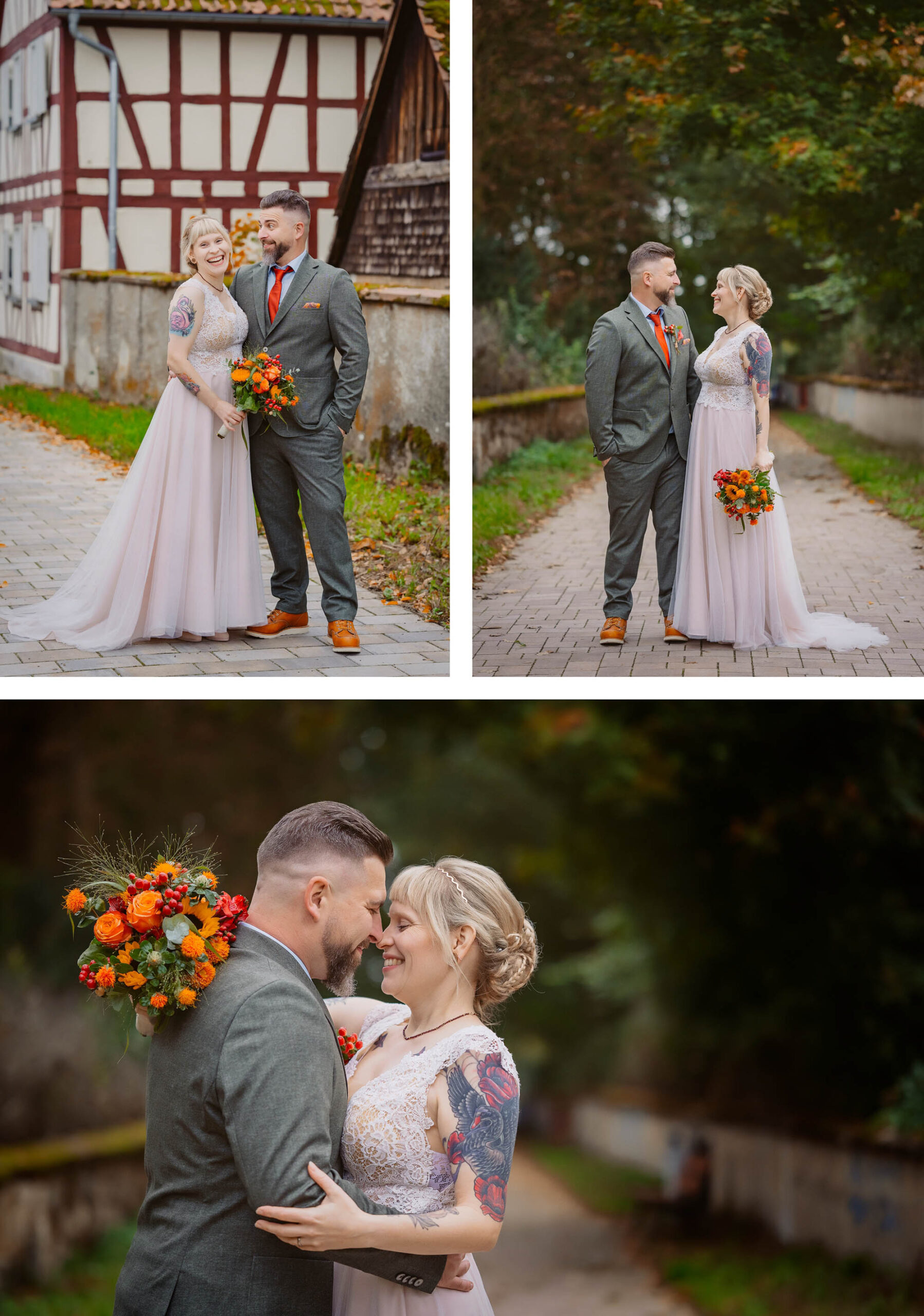heiraten in Hessen hochzeitslocation Dorftreff rendel standesamt karben brautpaarbilder vor der trauung herbst herbsthochzeit oktoberhochzeit hochzeitsauto