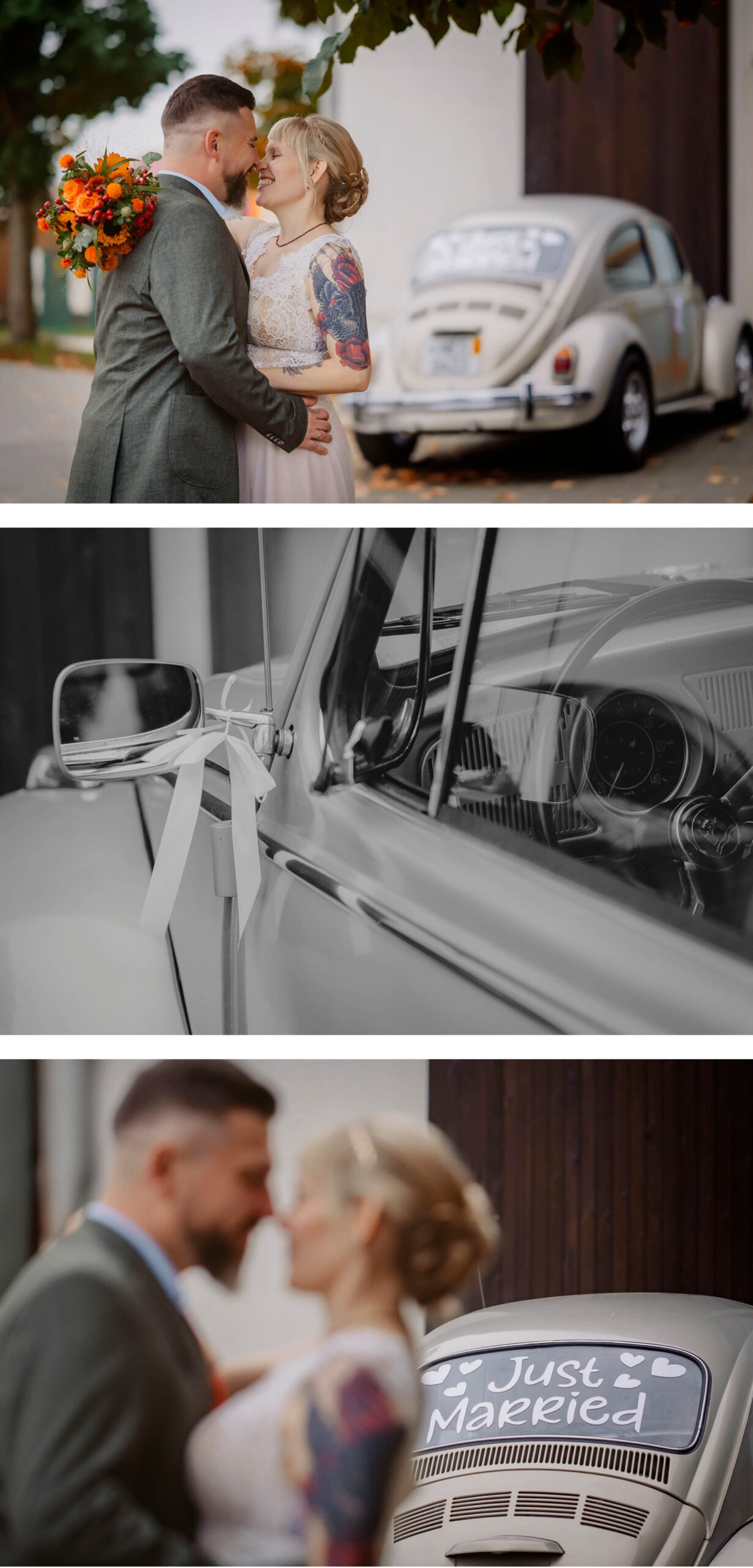 heiraten in Hessen hochzeitslocation Dorftreff rendel standesamt karben brautpaarbilder vor der trauung herbst herbsthochzeit oktoberhochzeit hochzeitsauto