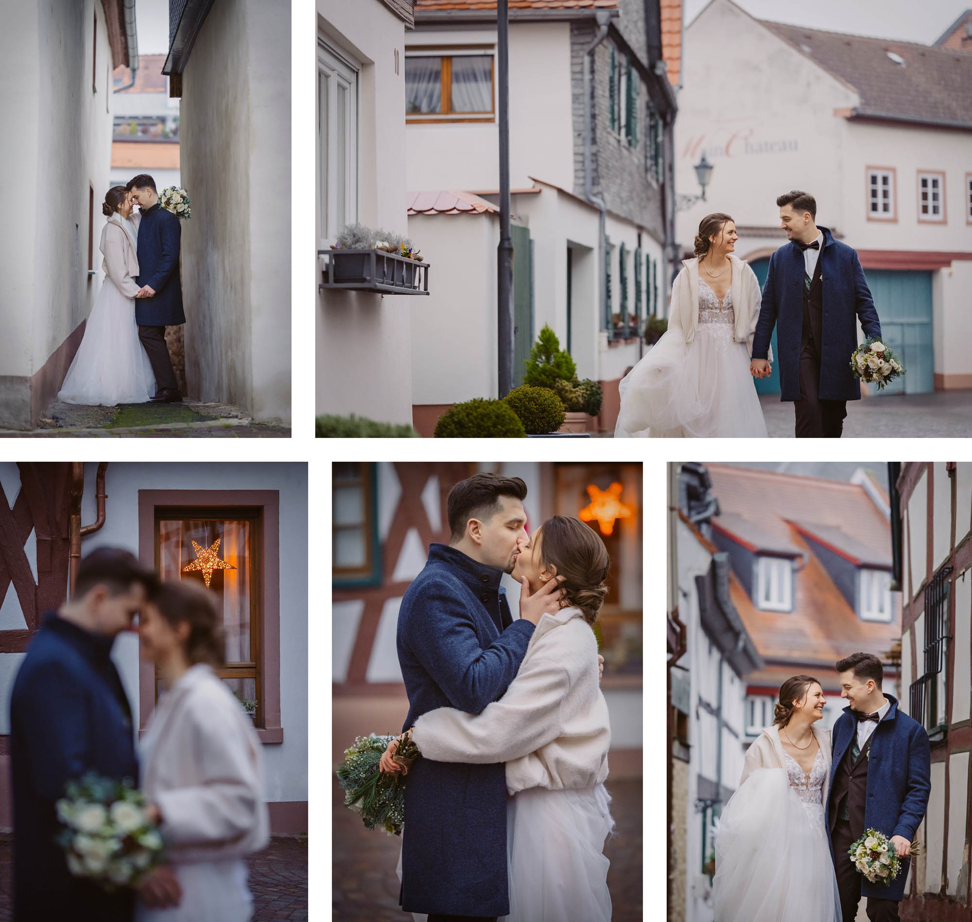 hochzeit heiraten hochzeitslocation marienhof fecher niedernberg brautpaar first look brautbilder vor der trauung winterhochzeit hochzeitsfotografin hessen wetterau